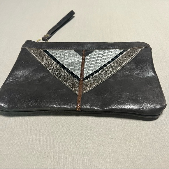 Maya Moon Handmade One-of-a-Kind Recycled Leather Clutch Wristlet Brown Copper - Picture 16 of 16